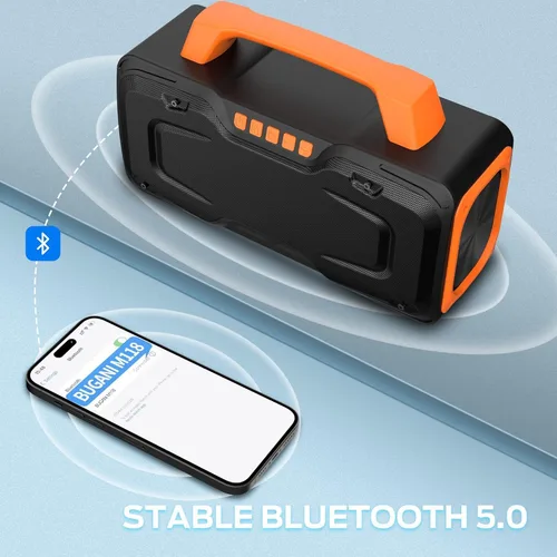 Vista 8 de BUGANI M118 - Bocina Bluetooth transportable, 50 W de gran potencia, carga rápida, entrada de micrófono, altavoz Bluetooth para exteriores, fiestas