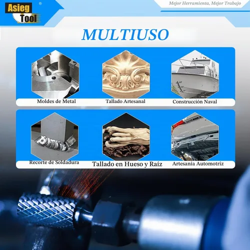Vista 6 de Lima giratoria de carburo de tungsteno SC-3, forma cilíndrica de extremo de punta de bola, corte doble para brocas de amoladora de troquelado