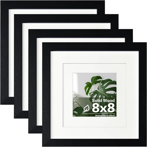Vista 25 de Egofine - Marcos de fotos de 4 x 6 pulgadas (4 unidades) cubiertos por plexiglás, para fotos de 3 x 4.5 pulgadas / 3.5 x 5 pulgadas con paspartú