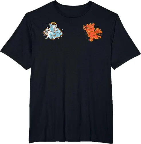 Vista 81 de Camiseta de gato ángel y diablo sentado en tu hombro Nerd Kitten, Negro