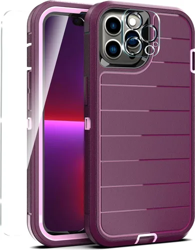 Vista 29 de YmhxcY Funda para iPhone 12/iPhone 12 Pro [2 Protectores de Pantalla de Vidrio Templado] Cubierta Duradera de 3 Capas A Prueba de Caídas/Funda