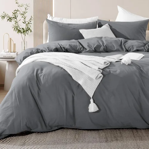 Vista 42 de NEXHOME PRO Funda de edredón Twin XL 100% algodón lavado, transpirable, duradera, texturizada, similar al lino, juego de ropa de cama para el hogar