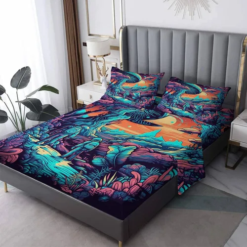 Vista 8 de NOGAWA Juego de sábanas de astronauta tamaño individual XL, sábanas espaciales, sábanas y fundas de almohada estampadas de 3 piezas, sábana bajera