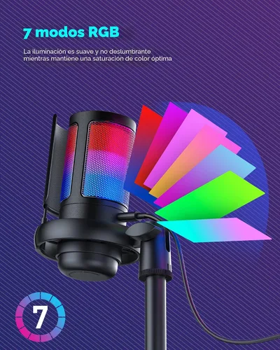 Vista 4 de Micrófono para juegos para PC: micrófono USB para Podcasts, Videos y Streaming - Micrófono condensador con silencio rápido y Filtro Pop - Micrófono