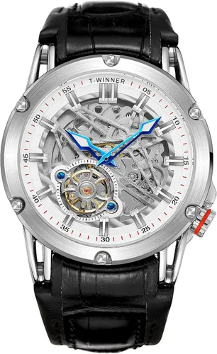 Vista 7 de FORSINING Reloj automático de cara grande para hombre, potente reloj exótico de esqueleto de turbillion