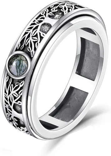 Vista 11 de POPLYKE Anillos giratorios giratorios de plata de ley para mujeres y hombres, para aliviar la preocupación y el estrés, regalo ankh