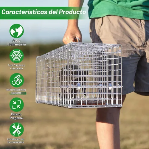 Vista 6 de Trampa de jaula de animales vivos de 26 pulgadas, trampas plegables