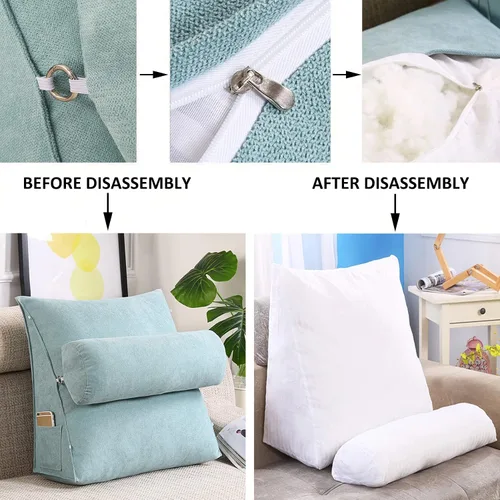Vista 4 de Almohada triangular de cuña para cama, cojín de soporte para respaldo de cabecera, almohada de lectura para espalda, cuello y piernas, almohada
