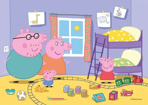 Vista 2 de Clementoni 24778, Peppa Pig Supercolor Puzzle para niños, 2 x 20 piezas, a partir de 3 años