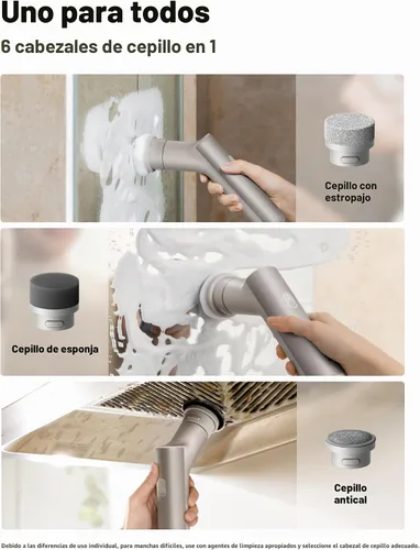 Vista 3 de HOTO Cepillo giratorio eléctrico de mano de mango corto, IPX7, resistente al agua, cepillo de limpieza de baño, máximo 22 pulgadas-lb, con 9