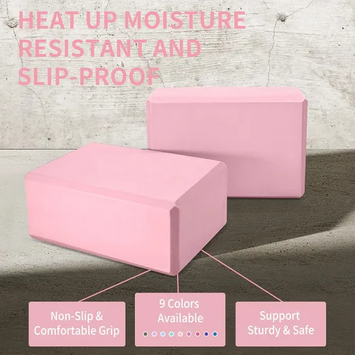 Vista 6 de Yoga Blocks, Non Slip Yoga Bricks, Portable & Lightweight Paquete de 2 rosas: 9 x 6 x 3 pulgadas