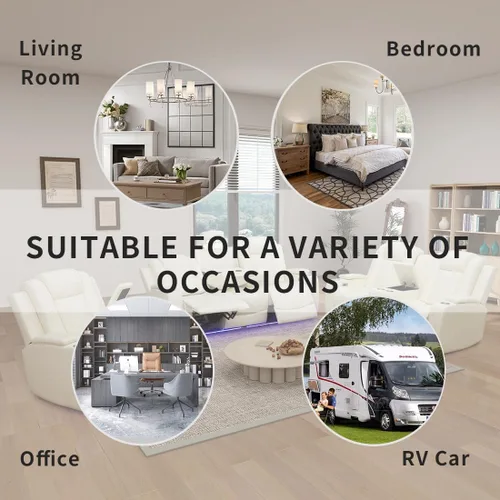 Vista 33 de Juego de sofá reclinable eléctrico, seccional de cuero transpirable beige, juego de muebles de sala de estar, 2 piezas, sofá reclinable eléctrico