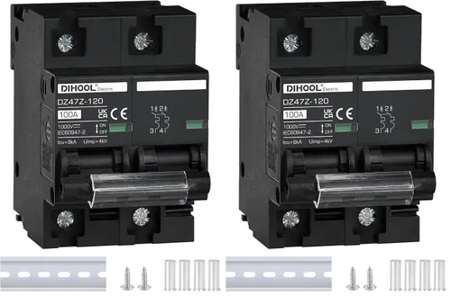 Vista 12 de DIHOOL Disyuntor DC Interruptor de desconexión solar de 100 amperios 2p 1000V para PV, UPS, batería de RV, montaje en carril DIN..