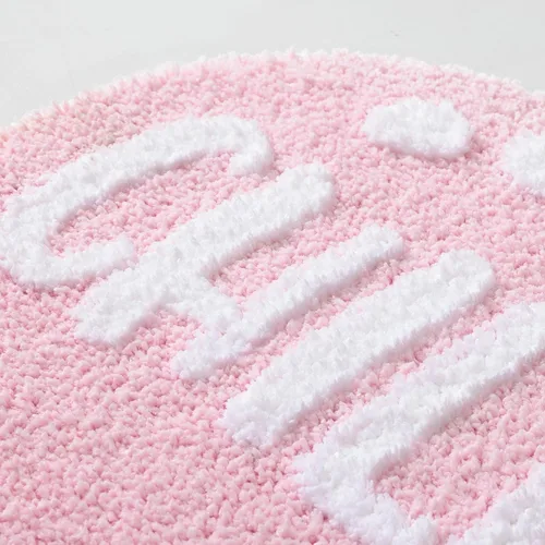 Vista 3 de FROZZUR Chill Pill - Tapete de baño, antideslizante, color rosa, para baño, con forma linda, para tina, tapete de felpa lavable, color rosa