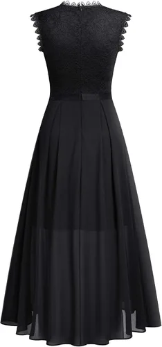 Vista 6 de Miusol Vestido largo formal de dama de honor estilo retro con encaje para mujer