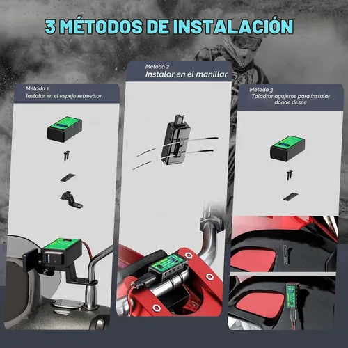 Vista 5 de YONHAN Cargador de teléfono USB para motocicleta de 4.8 A, adaptador SAE a USB con voltímetro e interruptor de encendido/apagado, carga rápida