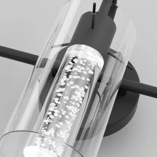 Vista 3 de Aipsun Lámparas de baño, luces negras de tocador con cristal de burbujas, 3 luces LED modernas, accesorios de iluminación de pared de baño sobre