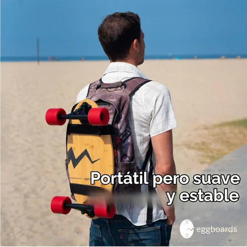 Vista 4 de Eggboards Mini Longboard The Original. Patinetas de bambú portátiles para adultos. Fácil de transportar, suave de montar. Para principiantes