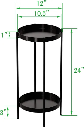 Vista 3 de OVICAR Soporte para plantas para interiores y exteriores, organizador de macetas de metal, 2 niveles de alto, estante de almacenamiento para el Negro
