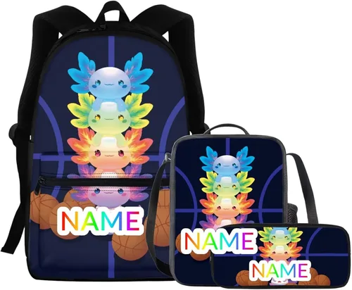 Vista 8 de FOR U DESIGNS Fuego baloncesto impreso niños escuela mochilas viaje mochila libro bolsa
