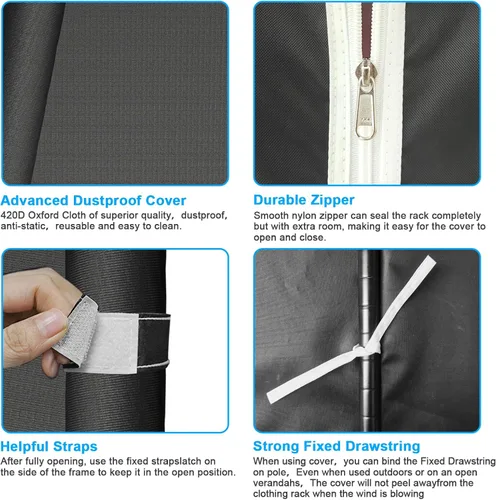 Vista 8 de Ulif E13C Sistema Organizador de Armario de Servicio Pesado, Estantes de Ropa Independientes para Colgar Ropa, Perchero Ajustable de 63" An x 16" Pr