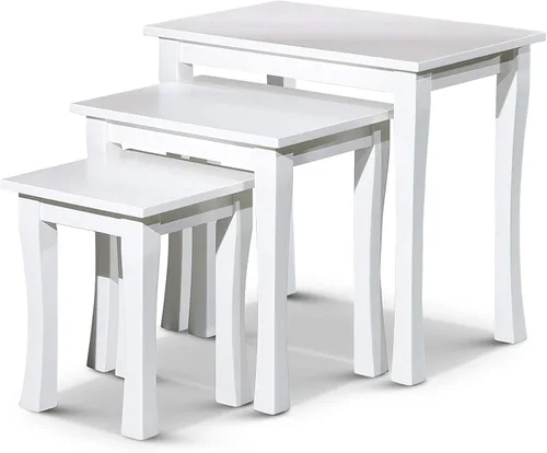 Vista 7 de DTY Mesas anidables de 3 piezas para sala de estar, juego de 3 mesas de madera para sala de estar, mesas apilables con elegante acabado espresso