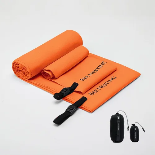 Vista 49 de Bee Nesting Toalla ultraligera de secado rápido – Paquete de 2 toallas de microfibra medianas y pequeñas con bolsillo compacto plegable para viajes