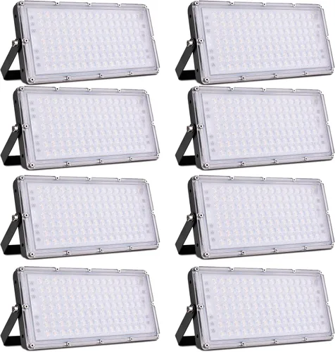 Vista 22 de papasbox Luz de inundación LED de 100 W para exteriores, luces de seguridad para exteriores de 8000 lúmenes, luces LED blancas cálidas de 3000 K