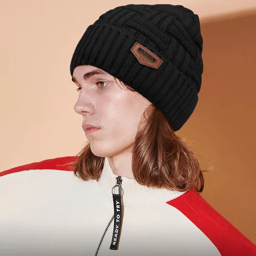 Vista 57 de Loritta Gorro de invierno cálido de punto grueso y holgado para hombre