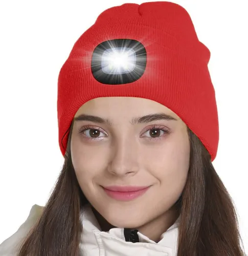 Vista 28 de Tutuko Gorro unisex con luz, gorro LED recargable por USB, sombrero LED con linterna, regalos para hombres, mujeres, papá