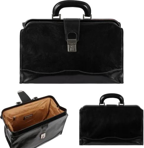 Vista 6 de Time Resistance Bolso médico de cuero - Bolso médico italiano hecho a mano - Bolso estilo vintage - Maletín de cuero real
