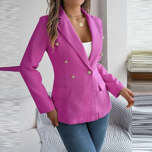 Vista 5 de Women's Casual Work Office Open Front Long Sleeve Double Breasted Fashion Blazer Jackets Top