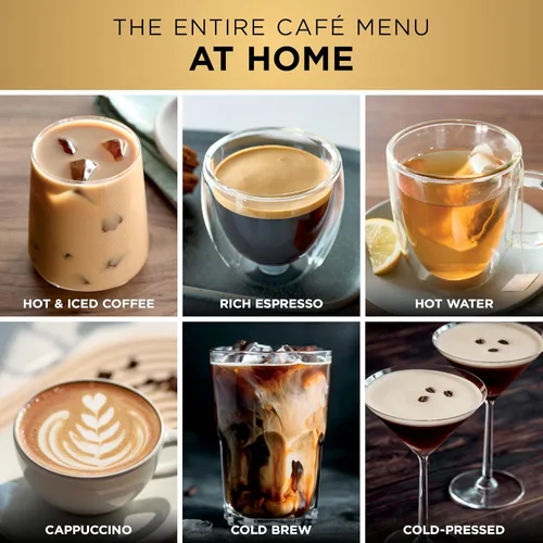 Vista 6 de Ninja Luxe™ Café Pro diseñado por David Beckham, máquina de café expreso, café por goteo, cerveza fría, agua caliente, manipulador integrado