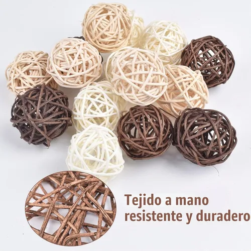 Vista 3 de 15 bolas decorativas de mimbre de ratán Orbs, estilo esfera
