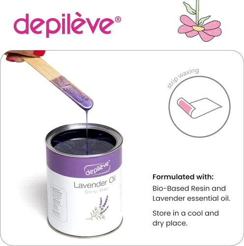 Vista 3 de Depileve Tira de cera para depilación - Cera de colofonia de lavanda para pieles sensibles - cuerpo completo - Ideal para áreas delicadas - Tira