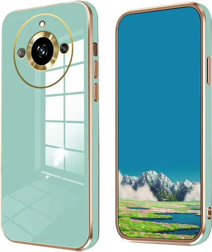 Vista 12 de Compatible con Realme 11 Pro Plus Funda de silicona rosa, chapado para Realme 11 Pro Plus, funda delgada y suave a prueba de golpes (negro)