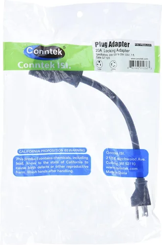 Vista 2 de Conntek 1F520L520 1 pie NEMA 5-20P 20-Amp 125-voltios Enchufe a conector hembra de bloqueo de 20Amp 125V L5-20R
