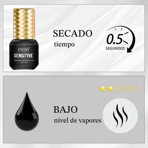 Vista 2 de EMEDA - Pegamento de extensión de pestañas sensibles, pestañas individuales de secado rápido 0.5s Glue Retention 7 Weeks Waterproof Strong Hold