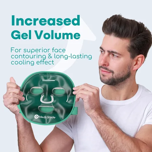 Vista 7 de Medi Grade Máscara facial de hielo refrescante y máscara de ojos refrescante para ojos hinchados y alivio de la migraña. Paquete de hielo facial