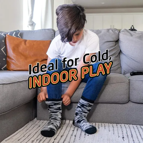 Vista 6 de HOT FEET Calcetines térmicos para niños, calcetines cálidos con aislamiento de invierno para niños y niñas, cómodos y gruesos, paquete de 2
