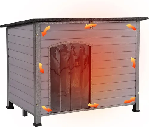 Vista 10 de Aivituvin Casa Grande para Perros al Aire Libre Interior Resistente a la Intemperie para Perros Pequeños, Medianos y Grandes con Marco de Hierro