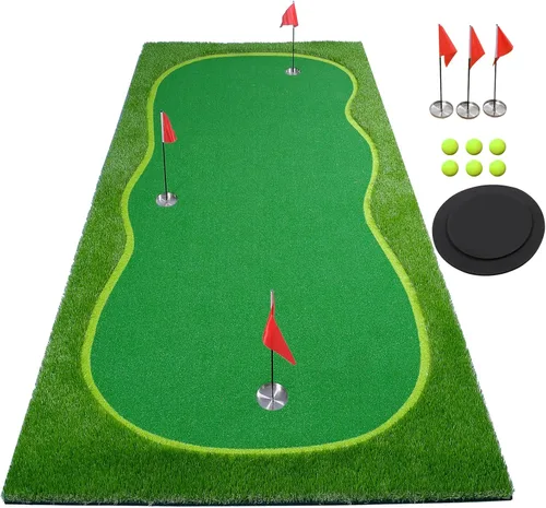 Vista 11 de Golf Putting Verde/Mat-Golf Training Mat - Alfombrilla profesional de práctica de golf - Putter largo desafiante verde para interiores y exteriores