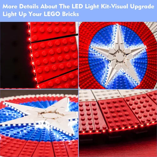 Vista 2 de VONADO Kit de luces LED compatible con Lego Captain America's Shield 76262, accesorios de iluminación creativa para bricolaje, compatibles con Lego