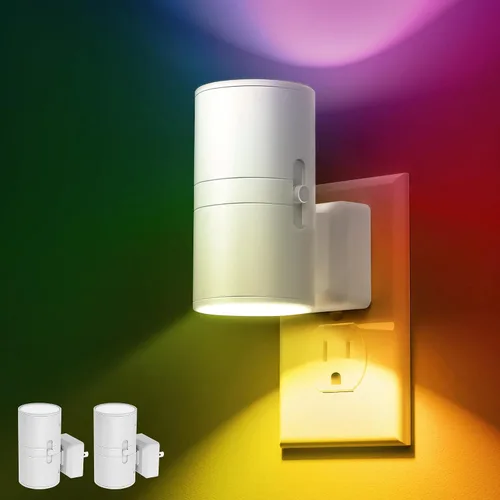 Vista 11 de L LOHAS LED Luz nocturna, [2 luces nocturnas + 1 control remoto], cambio de Multicolor+control remoto* 1