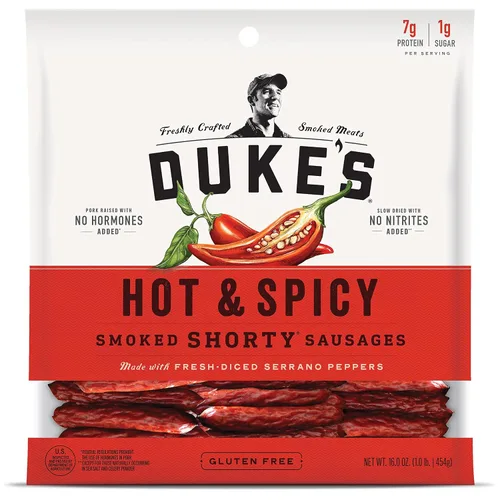 Vista 3 de Duke's Salchichas cortas ahumadas Andouille al estilo cajún y picantes