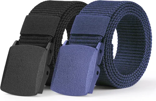 Vista 9 de AOMIG Cinturón de nailon para hombres, cinturones de golf ajustables de lona de 1.6 pulgadas, cinturón táctico de trabajo con hebilla automática 1