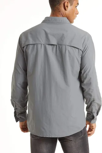 Vista 3 de TACVASEN Camisa de pesca para hombre, camisa de manga larga de secado rápido, camisa táctica con botones, camisa de trabajo ligera safari