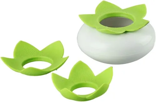 Vista 6 de Paquete de 2 organizadores de hisopos de algodón con diseño de flor de loto, soporte de brotes de algodón Q-Tips para palillos de dientes