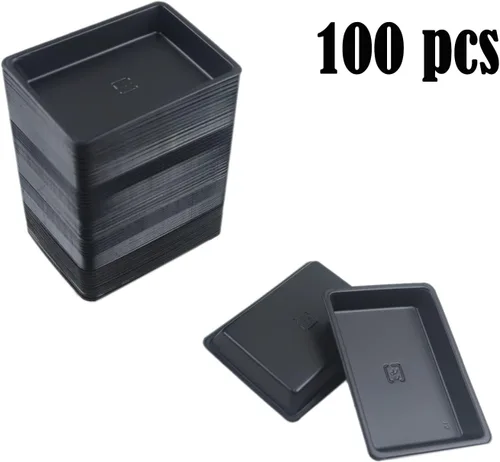 Vista 5 de 100 mini platos de salsa de inmersión de 2.95 x 2.16 pulgadas, juego de platos rectangulares desechables de plástico para salsa de soja negra