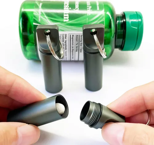 Vista 4 de Paquete de 3 llaveros para pastillas, impermeable, pequeño, para viajes, medicina, para bolso, organizador de mini tableta, bolsillo para hombres